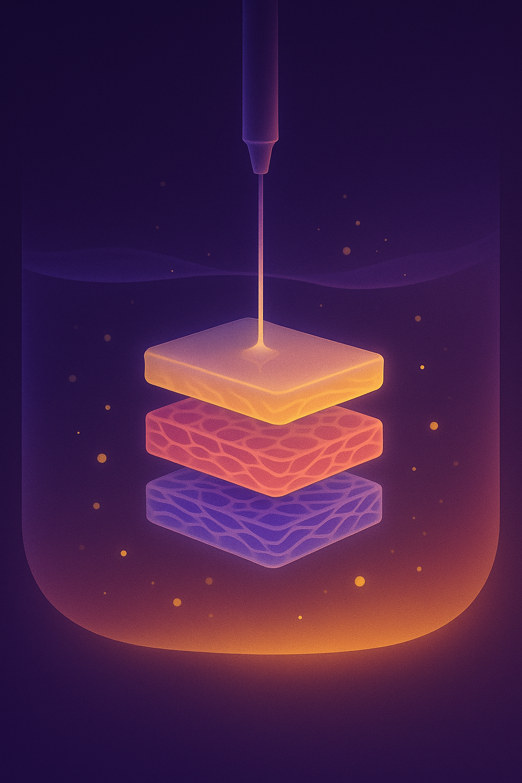 Cell-laden biomaterial being extruded into a quasi-liquid support bath